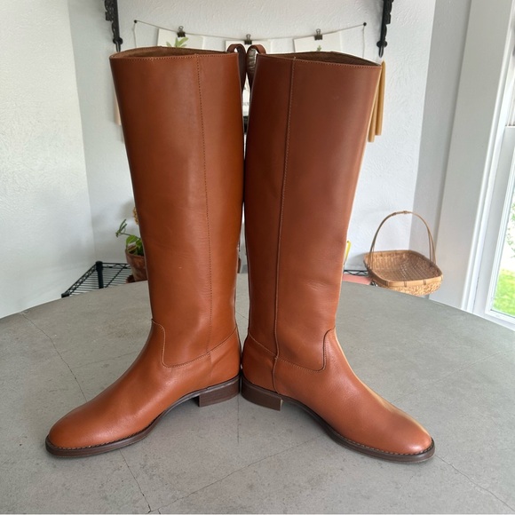 NWOT J. Crew Brown Leather Knee High Riding Boots Fall Winter Minimalist Boho 6 - Picture 3 of 9